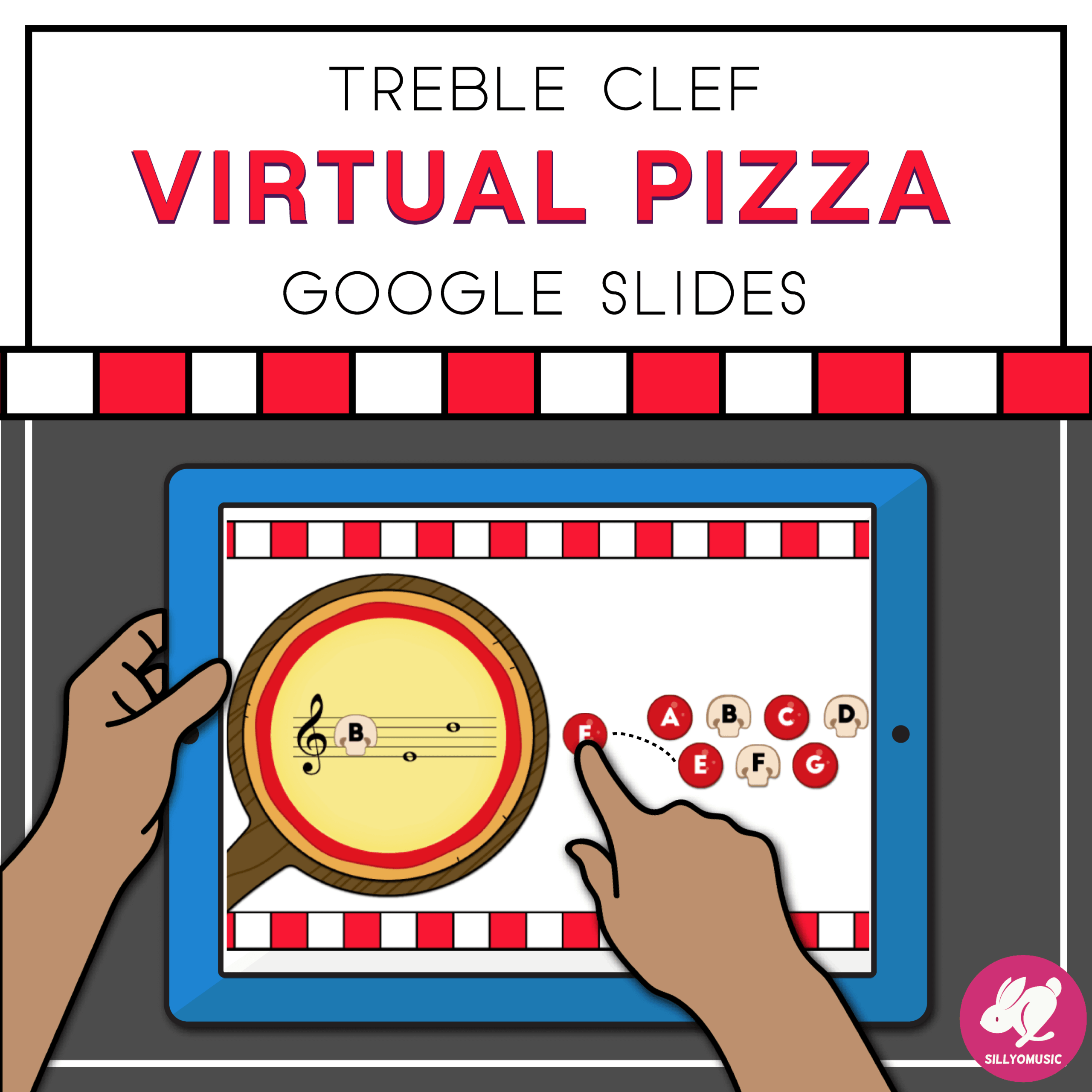digital image of a treble clef google slides pizza game